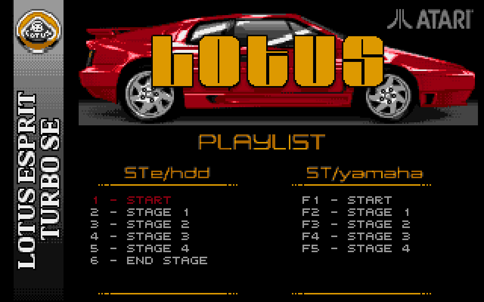 Lotus Esprit Turbo Challenge Music Disc atari screenshot